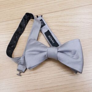ALFANI Mens Bow Tie Solid Silver Grey Pre-tied Bowtie